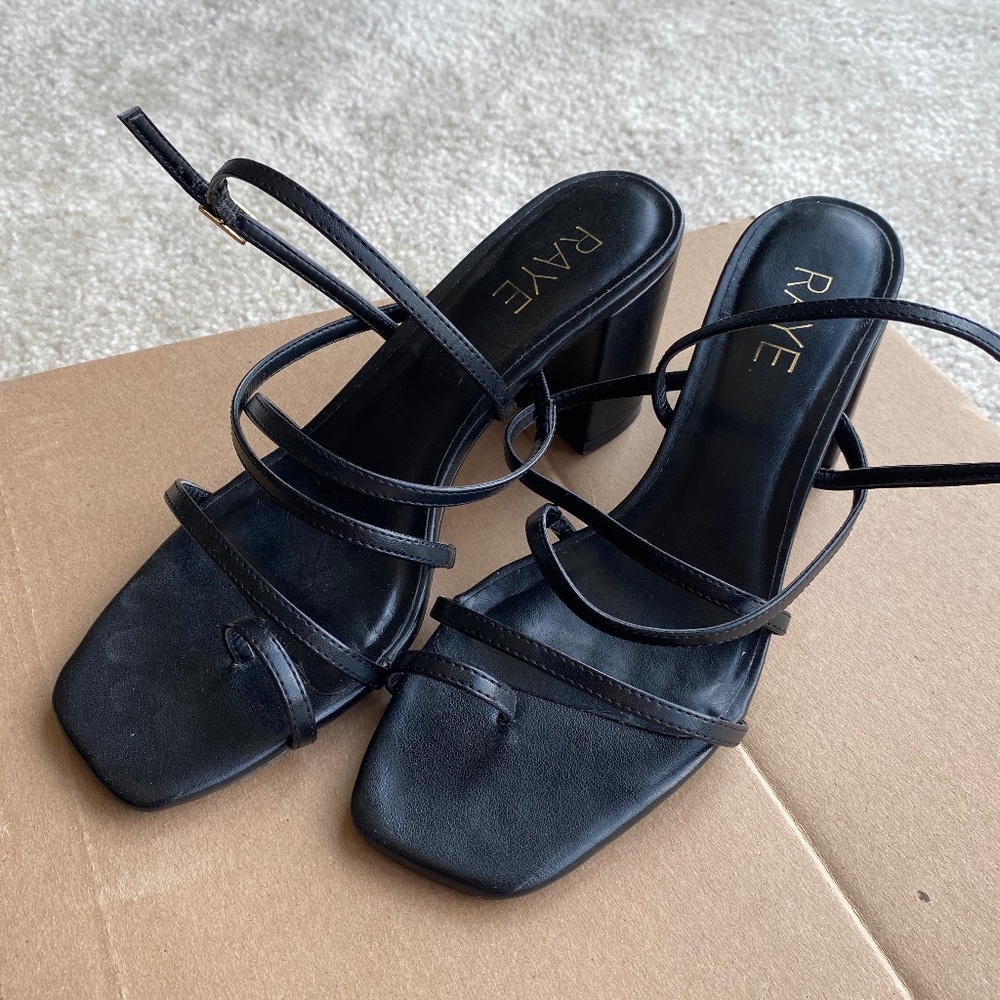 RAYE Square Toe Strappy Heels